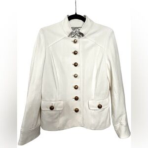 Milly of New York Ivory Button-Front Blazer Military Inspired